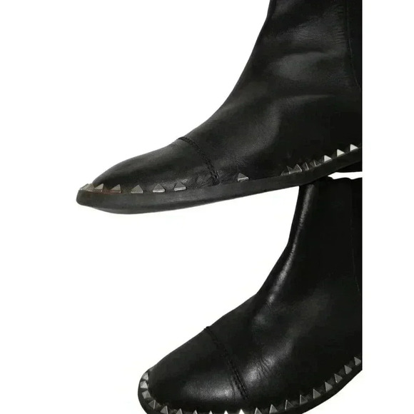 Zara Woman Black Studs Leather Slip On Heels Black Booties 41 - Picture 8 of 9